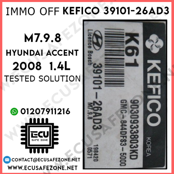 IMMO OFF M7.9.8 kefico 39101-26AD3 hyundai accent 1.4 l