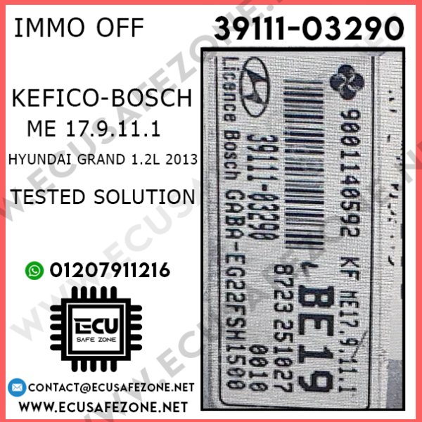 IMMO OFF ME 17.9.11.1 39111-03290 HYUNDAI GRAND 1.2L 2013