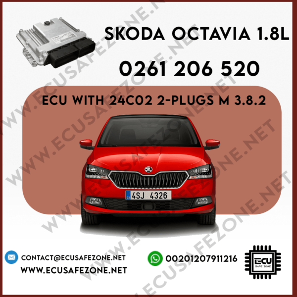 IMMO OFF BOSCH ECU WITH 24C02 2-PLUGS M3.8.3 0261 206 520 Skoda octavia 1.8l 1999