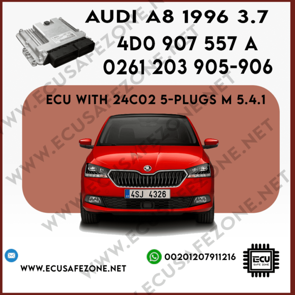 IMMO OFF BOSCH ECU with 24c02 5-PLUGS M 5.4.1 0261 203 905-906 AUDI A8 1996 3.7