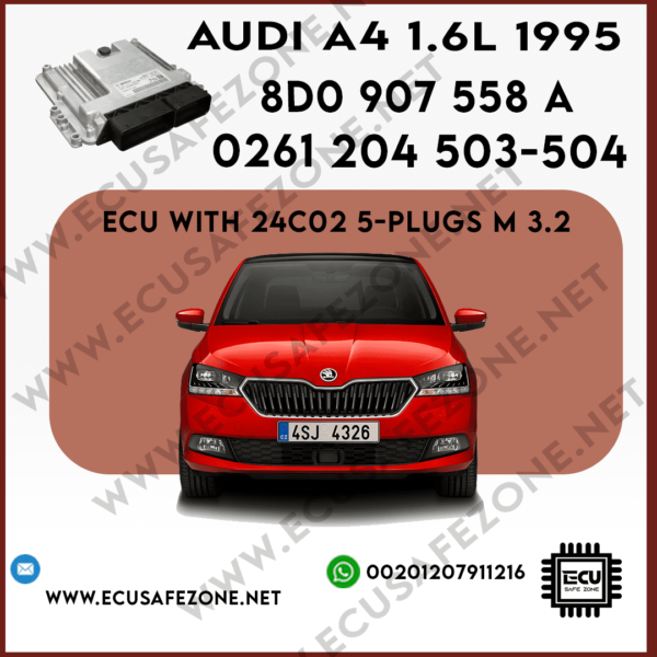 IMMO OFF BOSCH ECU with 24c02 5-PLUGS M 3.2 0261 204 503-504 AUDI A4 1.6L 1995